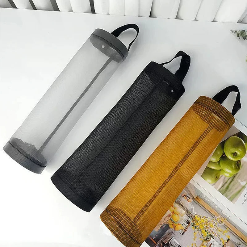 Wall Mount Mesh Bag Dispenser – Kitchen & Bathroom Organizer