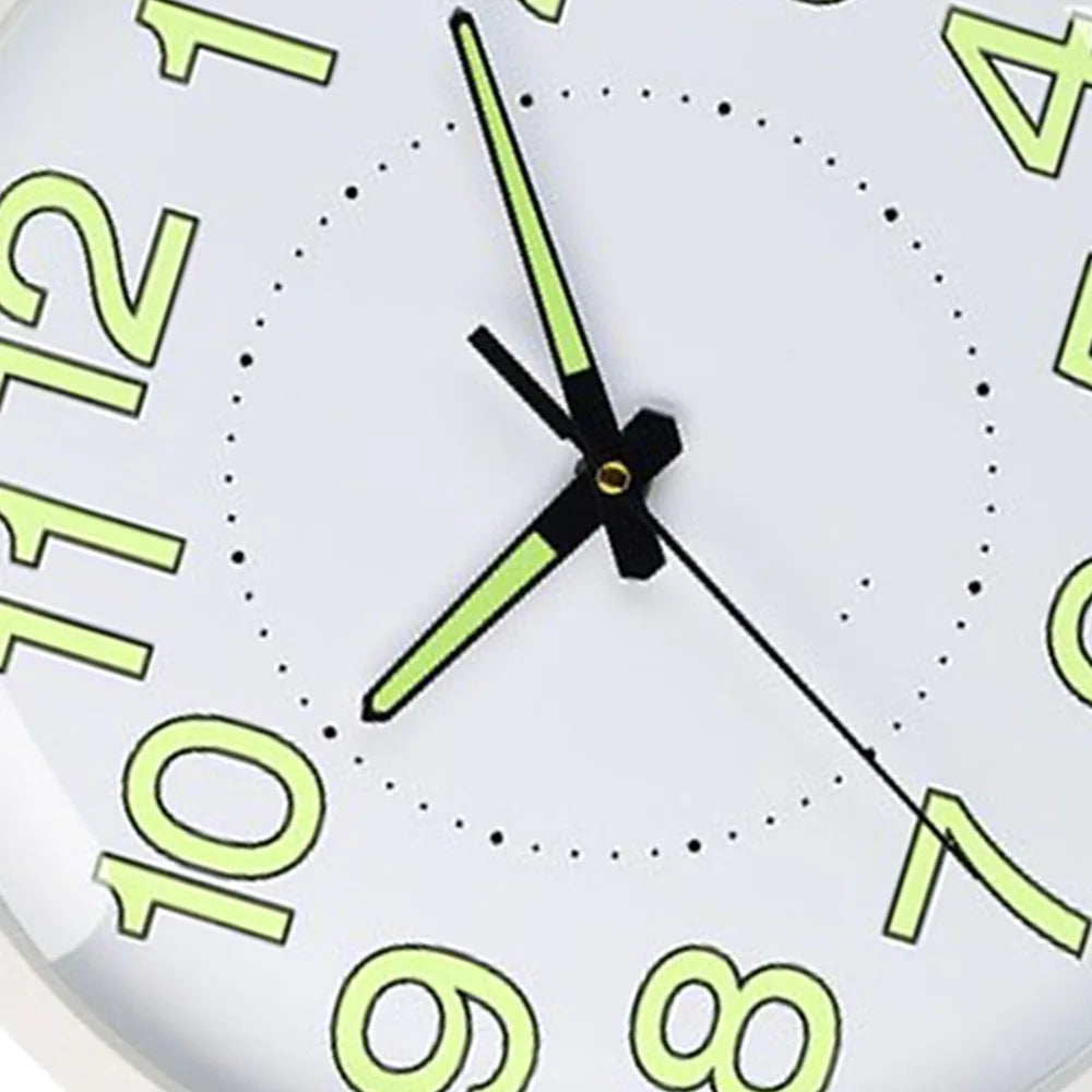 12-Inch Silent Quartz Wall Clock – Glow in Dark, Non-Ticking