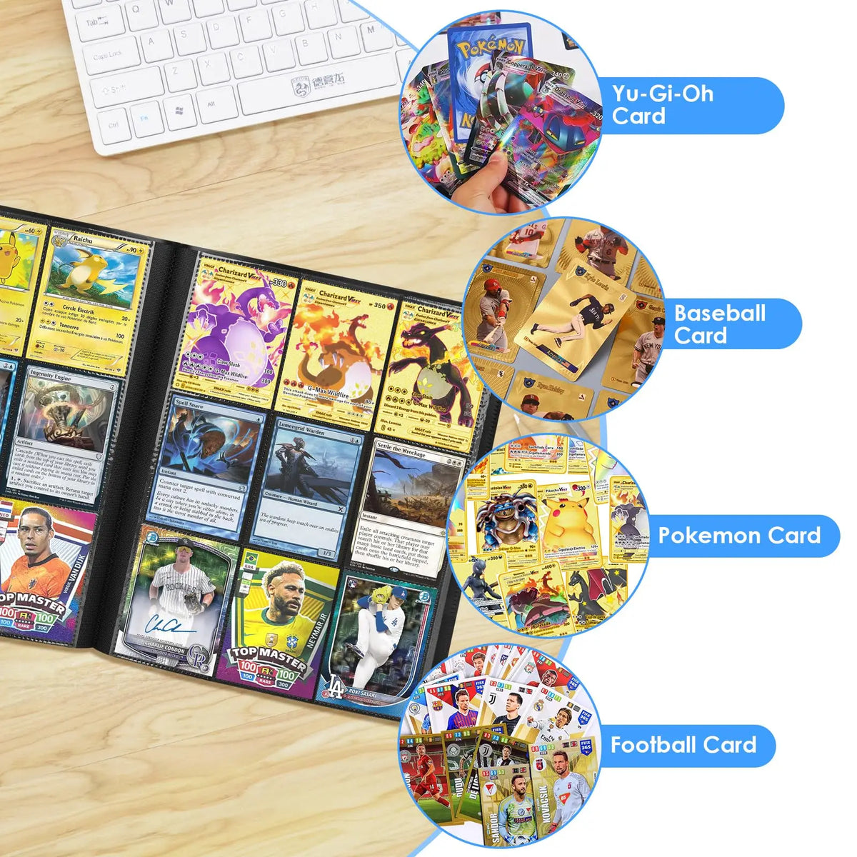 360-Card Trading Card Binder 9-Pocket Side-Loading Album Book