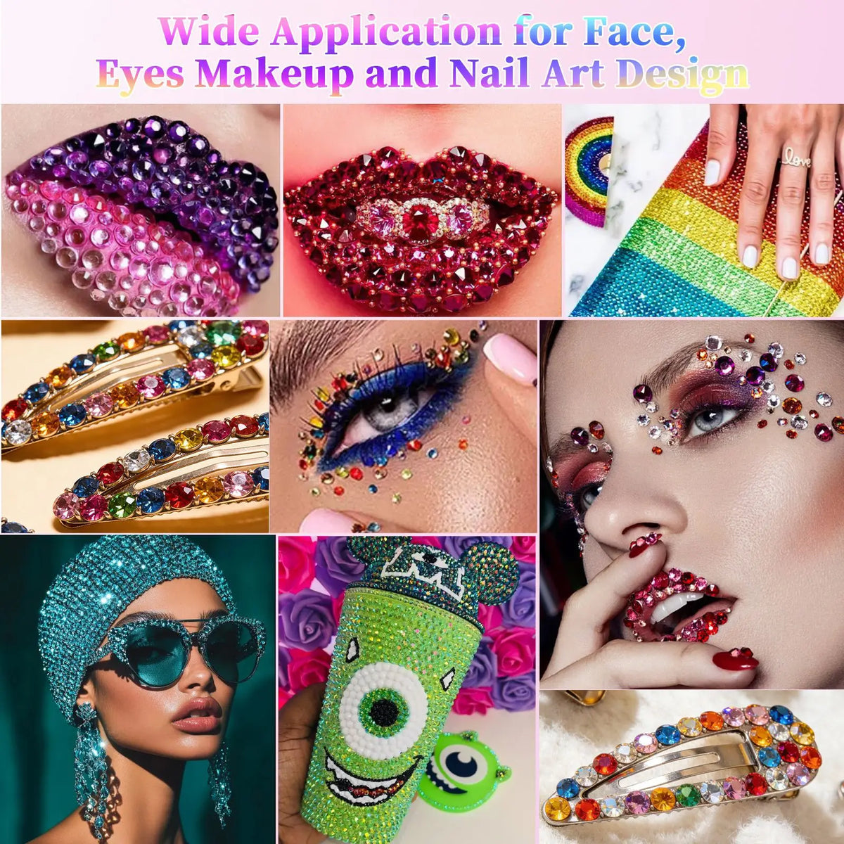 Nail Art Rhinestones Kit 31/40/48 Grids – Flat Back Gems