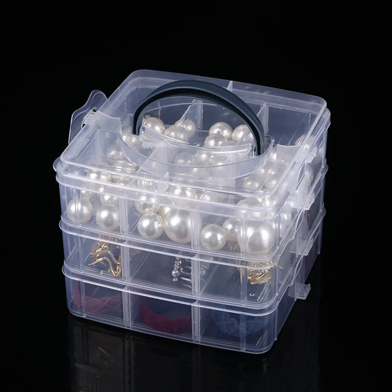 3-Layer 18-Grid Portable Stackable Storage Organizer Box