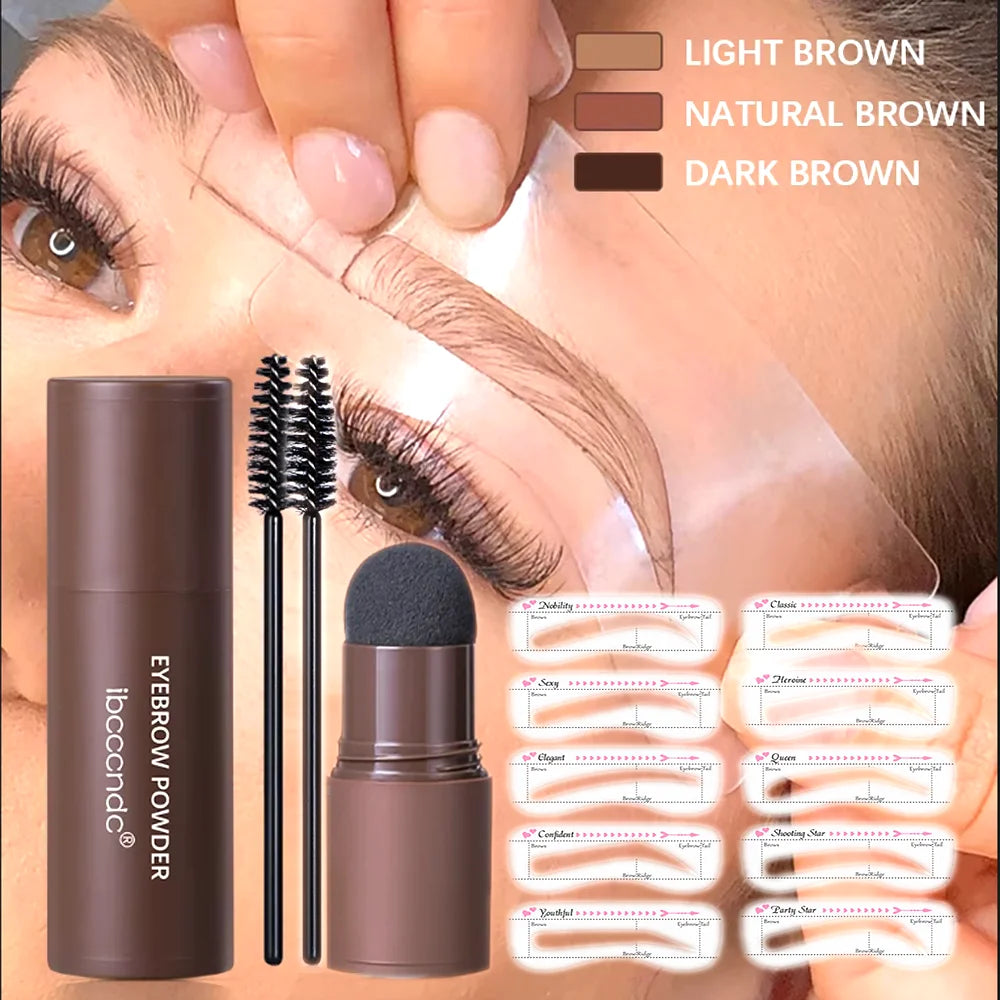 Waterproof Eyebrow Stamp Shaping Kit – 3 Colors & 10 Stencils