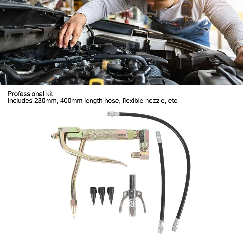 7-Piece Universal Grease Nozzle Kit – Spring-Loaded Coupler