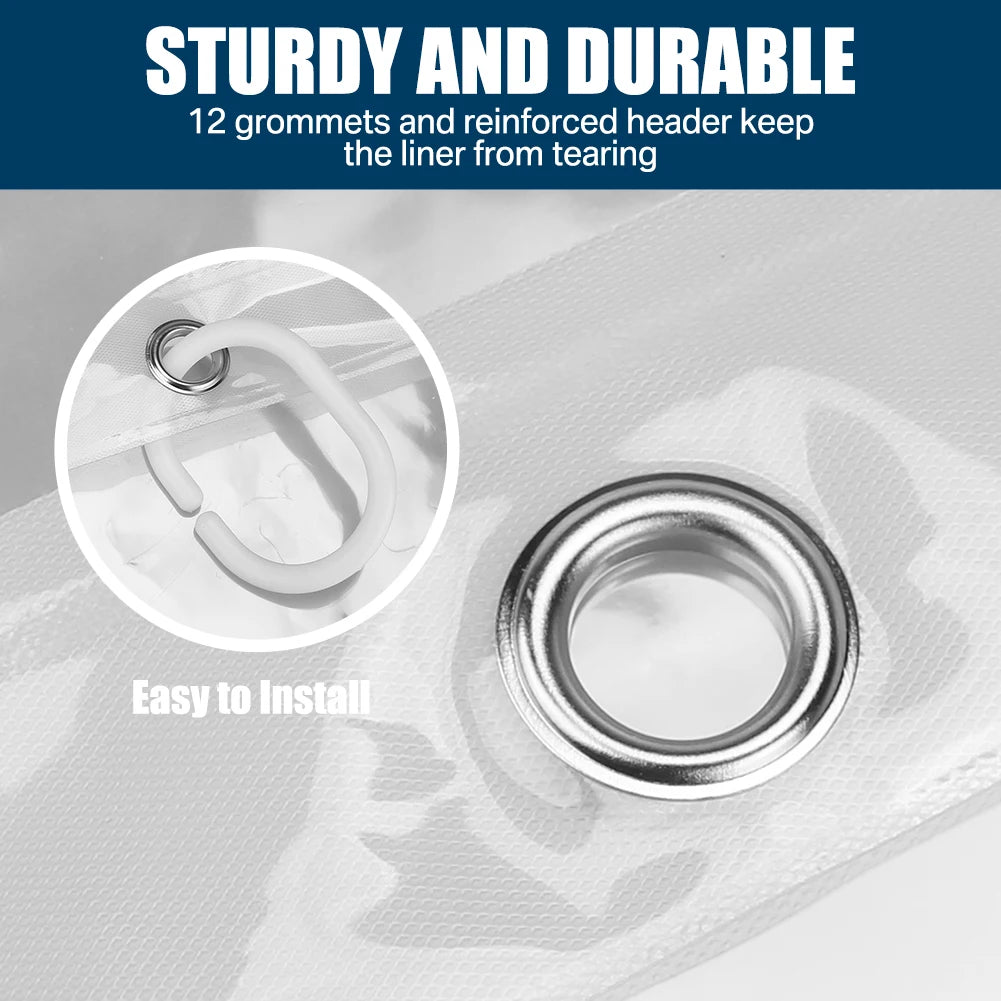 Waterproof Shower Curtain 180x180cm + 12 Hooks | Anti-Mould PEVA