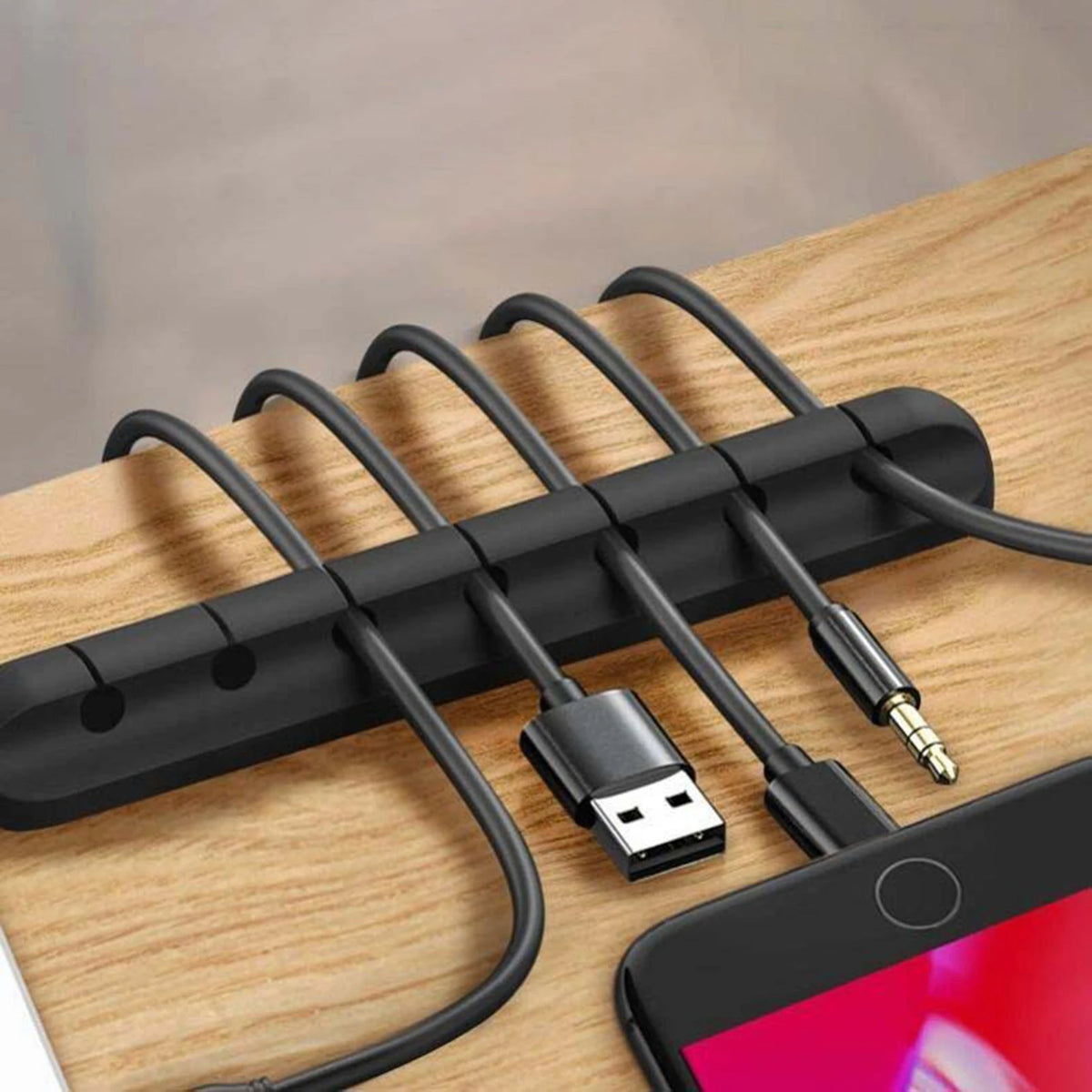 Silicone Desktop Cable Organizer – Multi-Hole Cord Holder