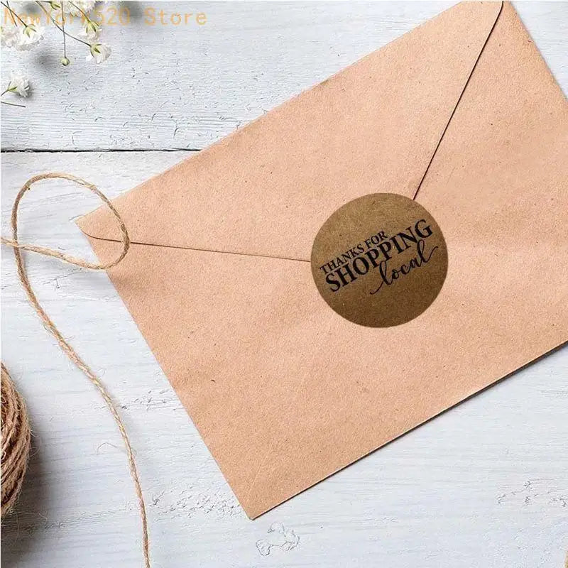 500 Kraft Paper "Thanks for Shopping Local" Round Stickers