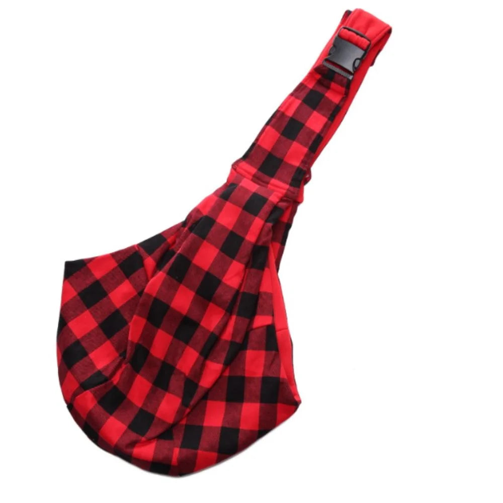 VIBE Breathable Mesh Pet Sling Carrier – Red Black Plaid Bag