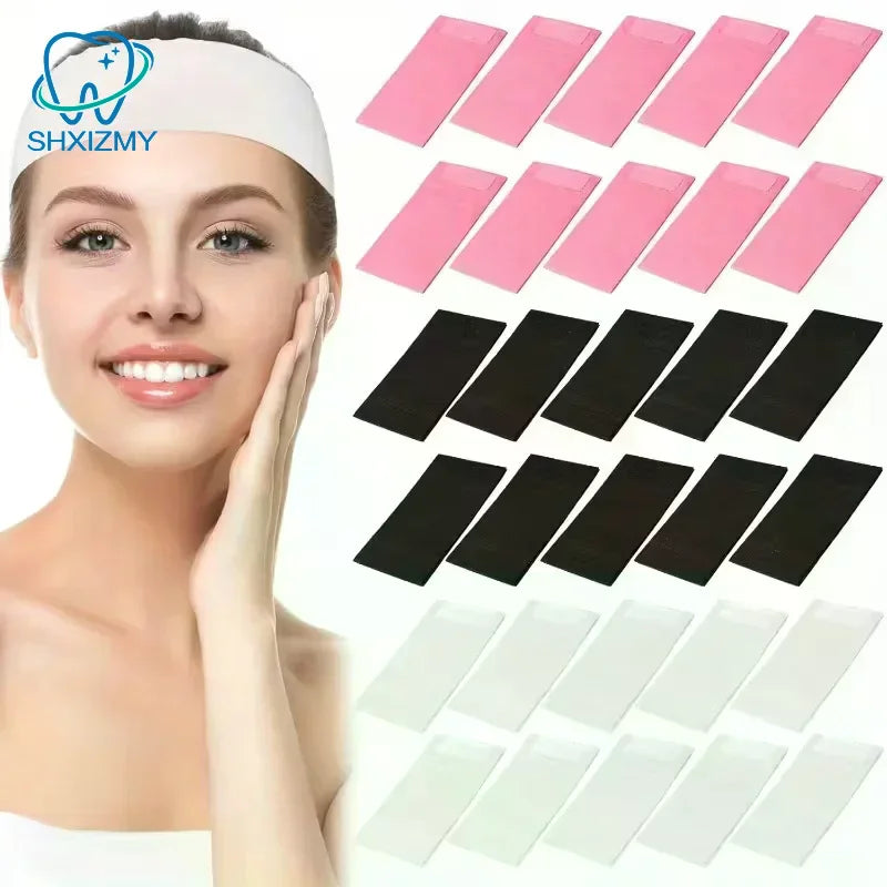 Disposable Spa Facial Headbands 10/50 Pcs – Adjustable Elastic