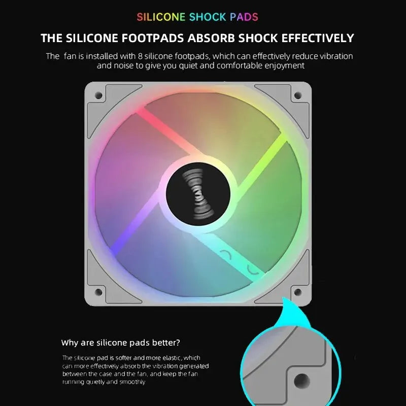 120mm RGB PC Case Fan 12V Mirror Light Effect | 7-Blade