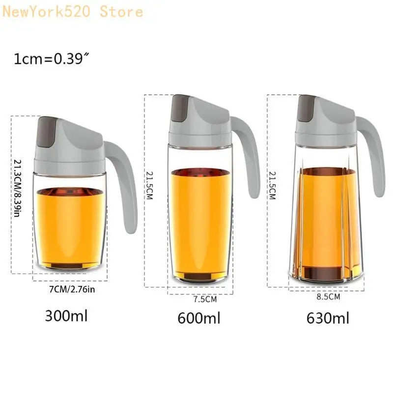 Auto-Cap Leakproof Glass Oil & Condiment Dispenser Bottle