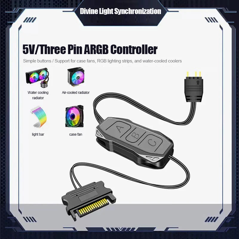 ARGB Mini Controller 5V 3-Pin to SATA with Remote – OUYUANSU