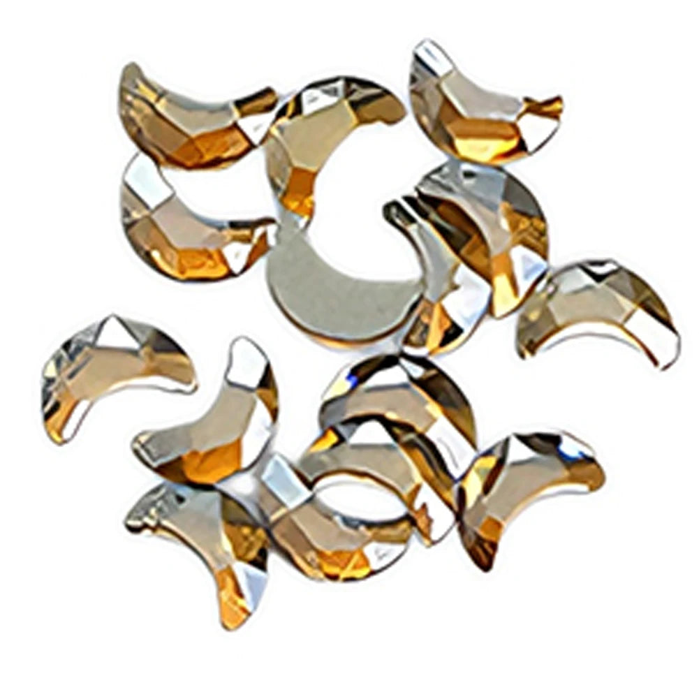 100pcs Champagne Gold Nail Rhinestones – Irregular Crystal Gems Set