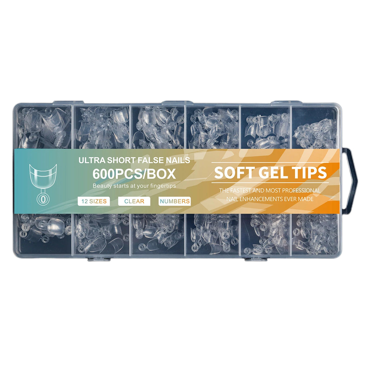 600pcs Short Soft Gel Nail Tips Pre-Etched Full Cover 12 Sizes
