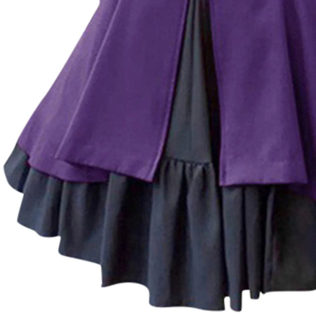 Medieval Gothic Lolita Dress – Vintage Lace-Up Ruffle Costume