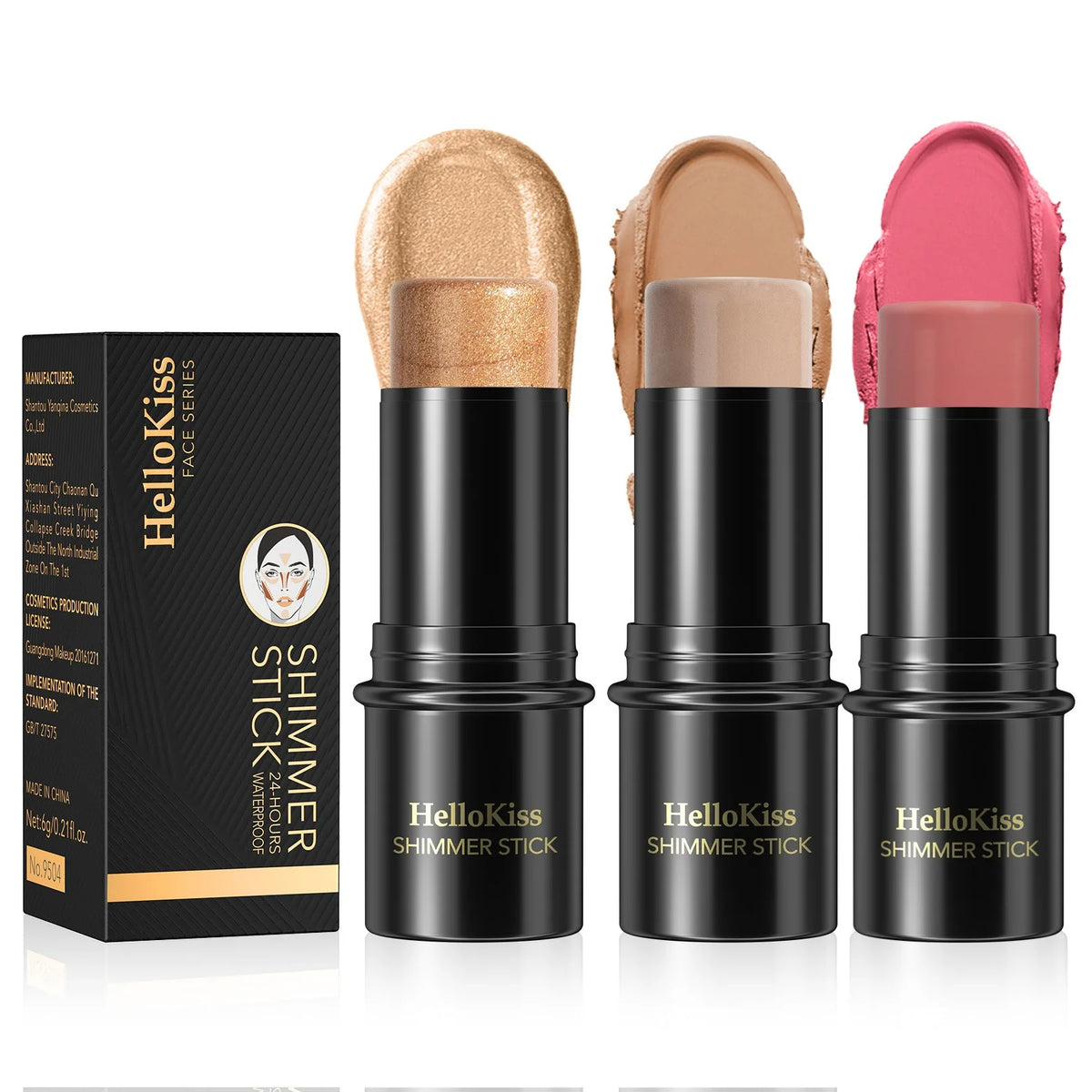 OREADEX Shimmer Bronzer Highlighter Contour Stick – 15 Colors