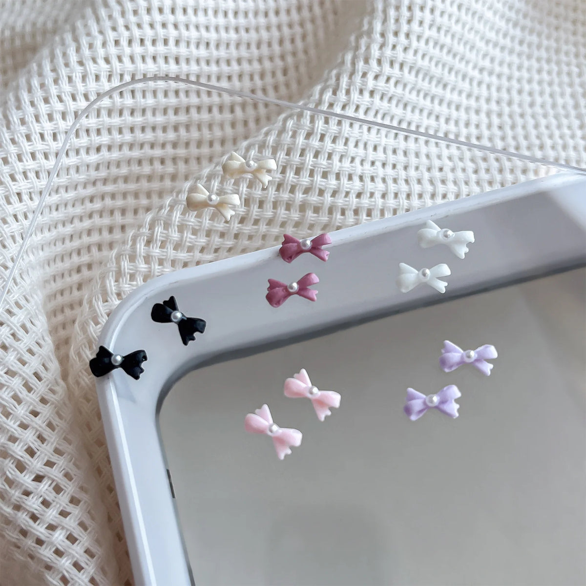 20pcs 3D Bowtie Nail Charms Pearl Bow Rhinestone Nail Art