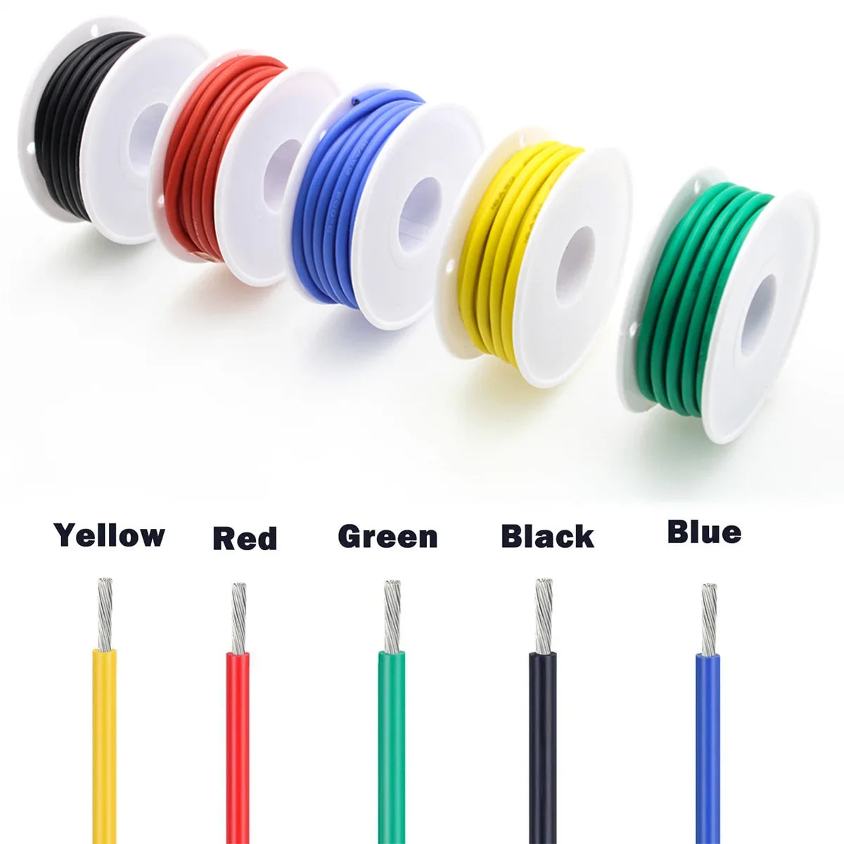 Silicone Hookup Wire Kit 16–28 AWG 5 Colors + Heat Shrink
