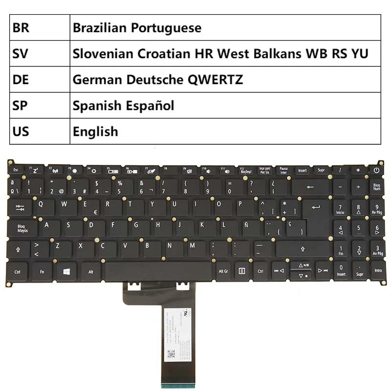 AZUBAY Keyboard for Acer Extensa EX215 – Multi-Language