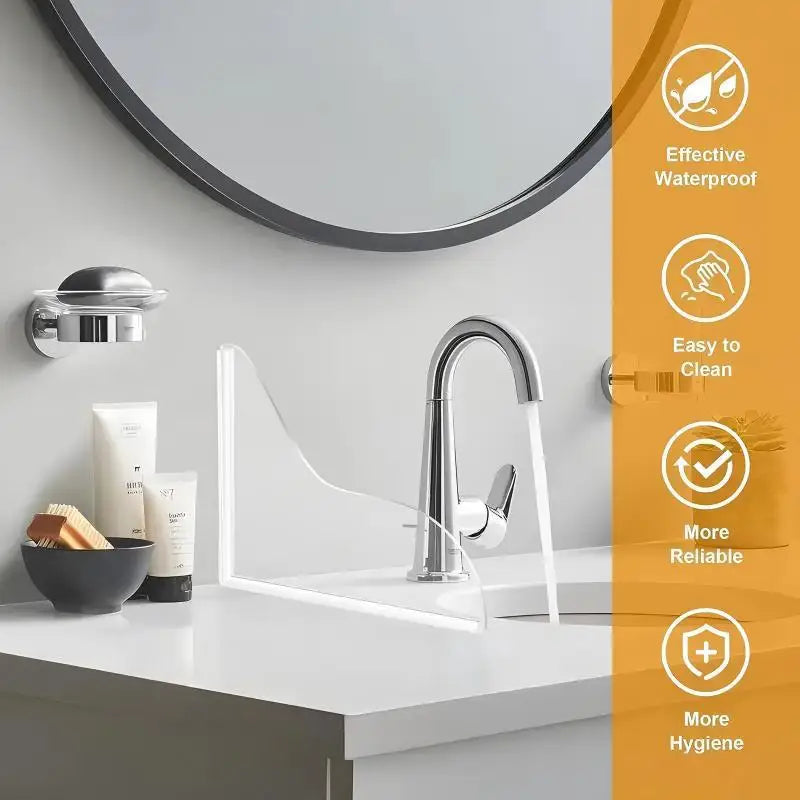4Pcs Clear Acrylic Shower Splash Guard – Self-Adhesive Water Barrier