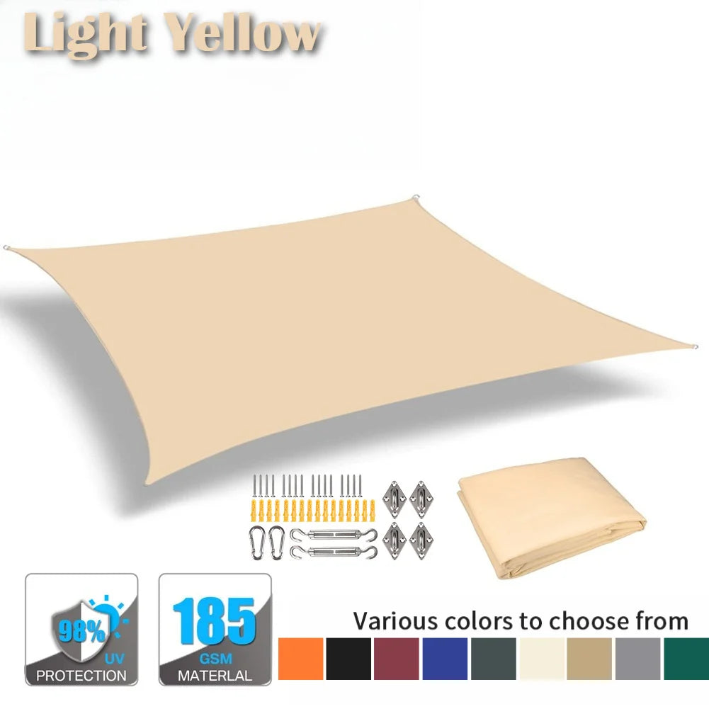 Waterproof Rectangle Sun Shade Sail 98% UV Block + Free Ropes