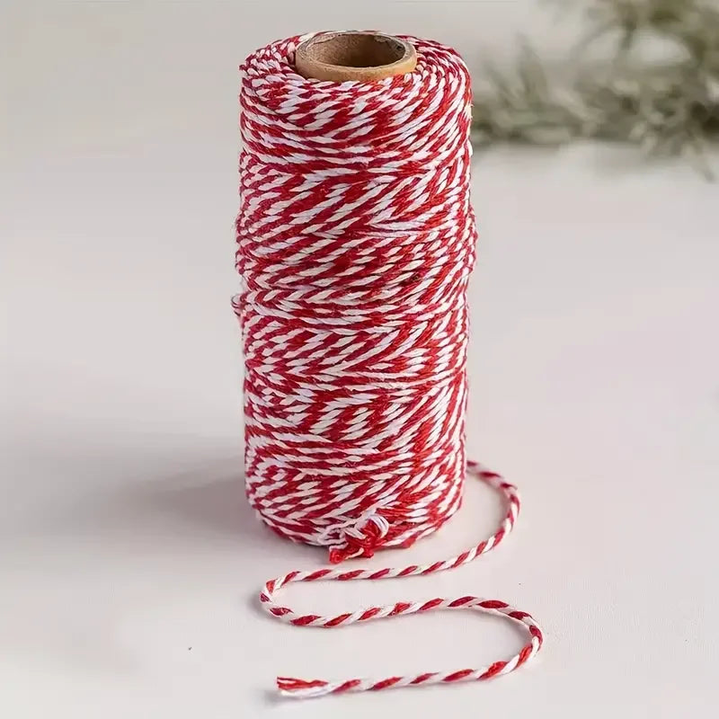 2-Pack 100m Red & White Christmas Braided Craft Rope – Festive Cord