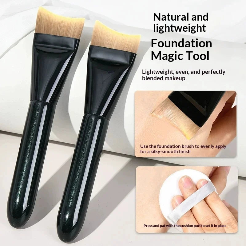 Crescent Flat Foundation Brush – Dense Bristles, Face Contouring