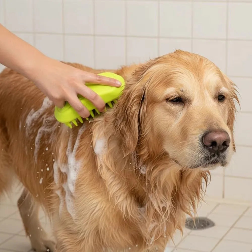 Silicone Pet Bath Brush – Dog & Cat Grooming Hair Removal