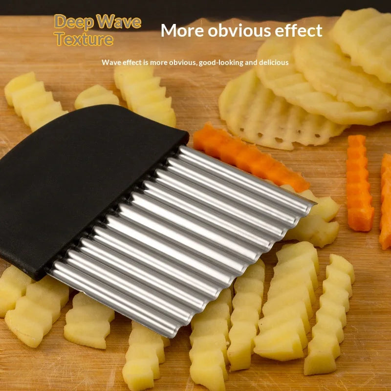 Stainless Steel Crinkle Cutter – Wavy Potato & Veggie Slicer