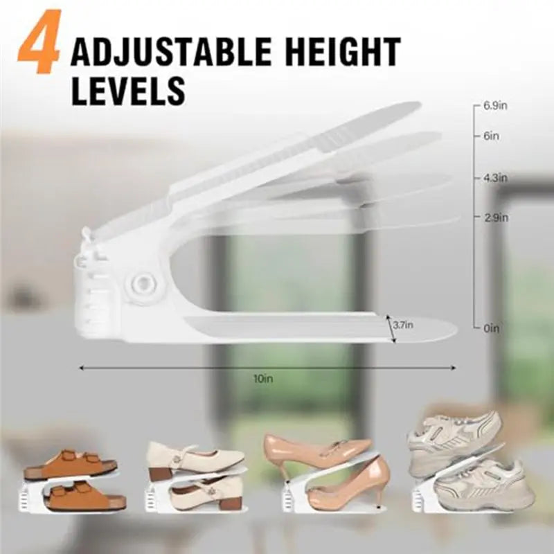 20-Pack Adjustable Shoe Slot Organizer 4-Level Stacker Rack