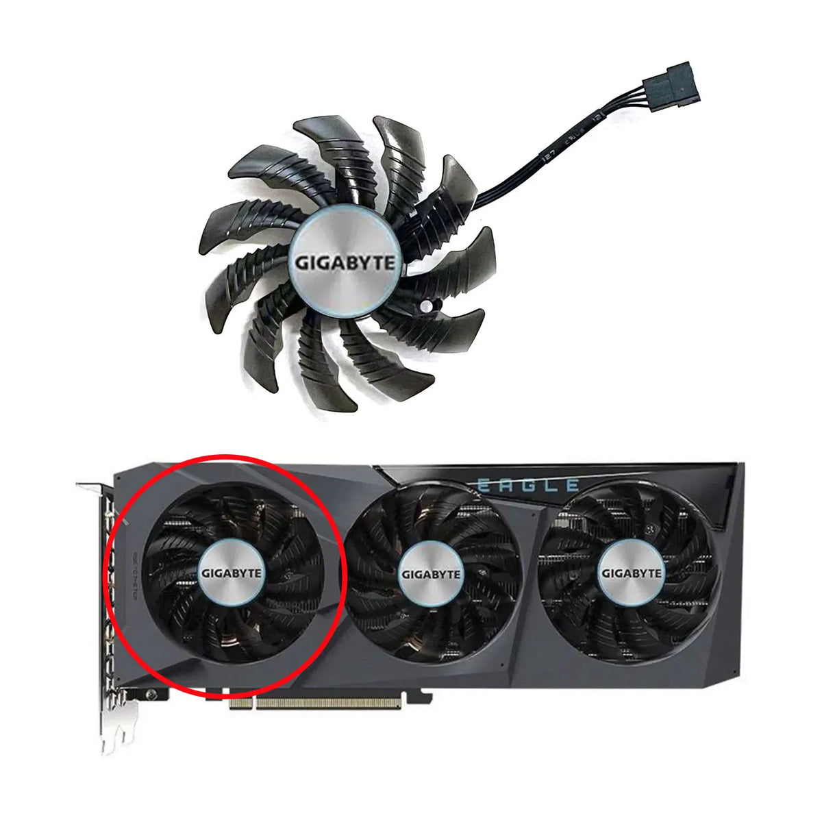 RTX 3070 Ti EAGLE OC Replacement Fan 75mm 4-Pin PLD08010S12HH