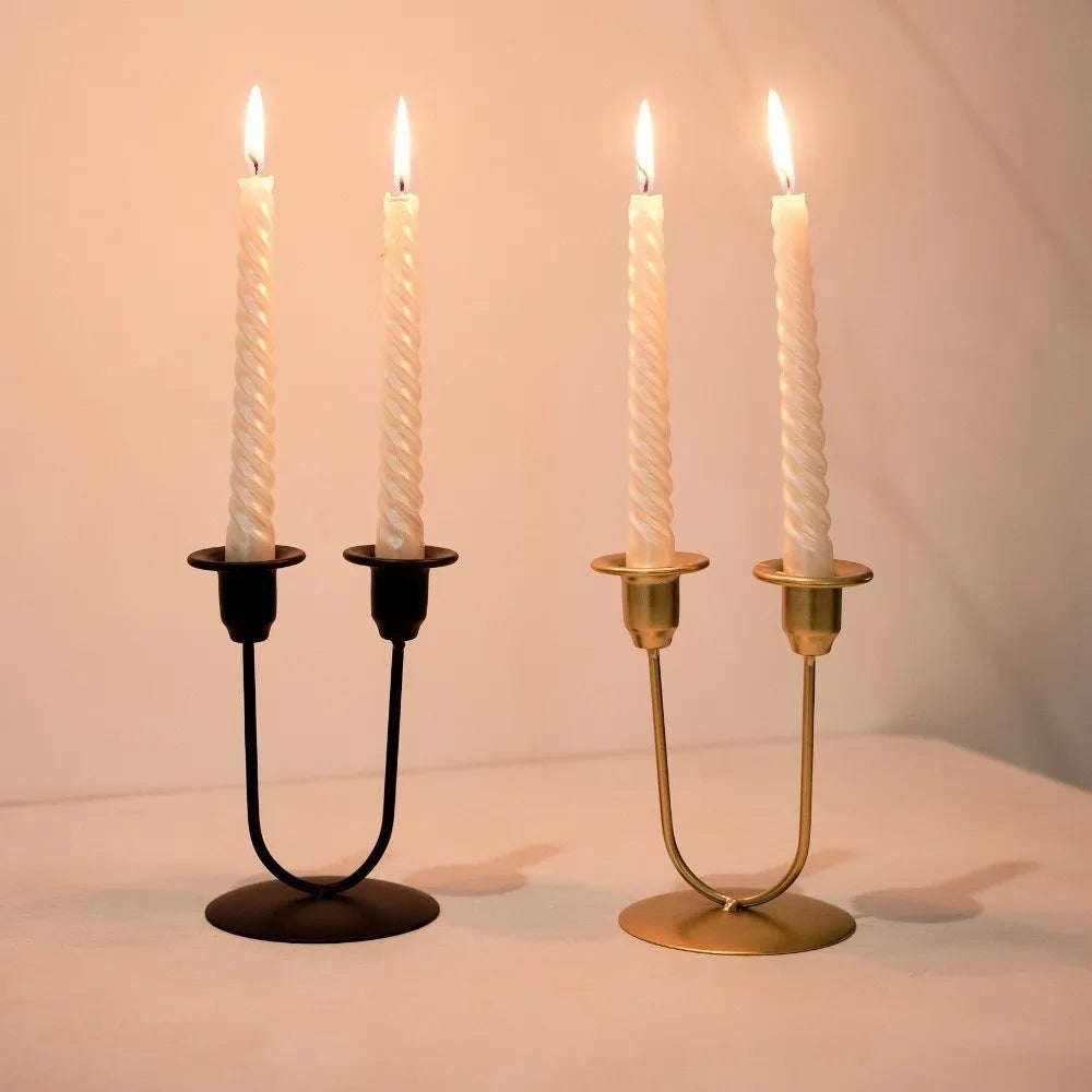 Double U-Shaped Metal Candlestick Holder – Elegant Table Decor