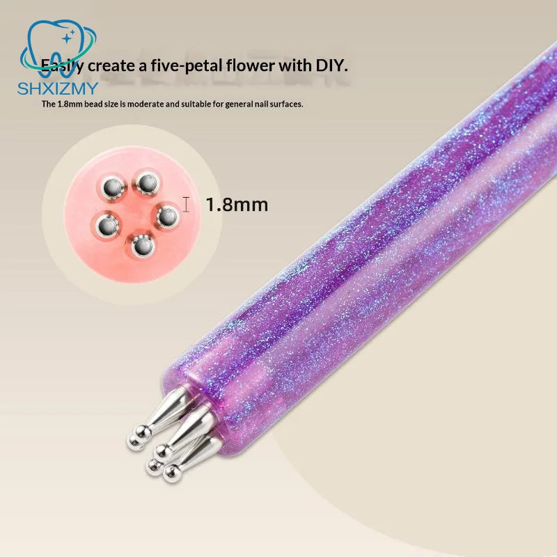 5Pcs Dual-Ended Nail Art Dotting Pen & Liner Brush Set