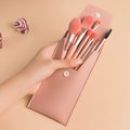 8-Pc Mini Makeup Brush Set with Pouch | Soft Synthetic Bristles
