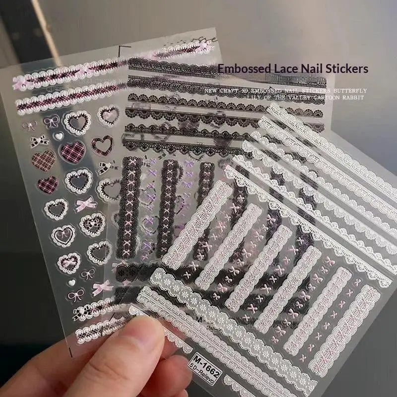 Bow Lace Self-Adhesive Nail Art Stickers – Sweet Heart Decals