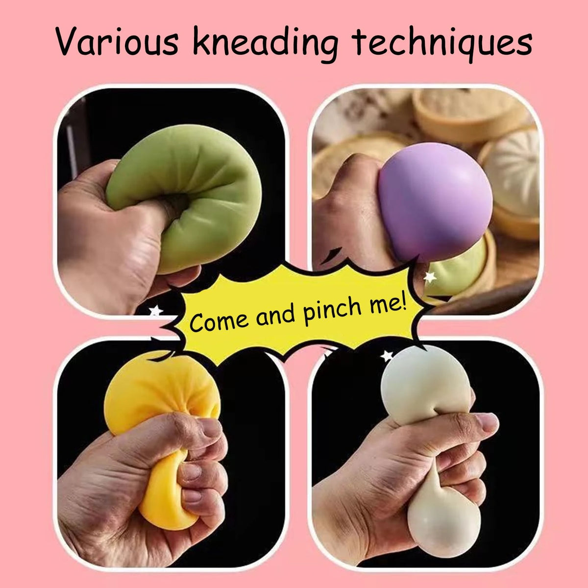Dumpling Squishy Stress Ball Fidget Toy with Steamer Design