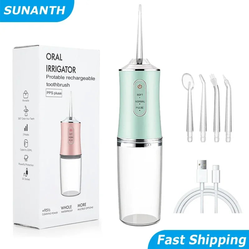 VIBE Portable Oral Irrigator USB Charging 3 Modes 4 Tips