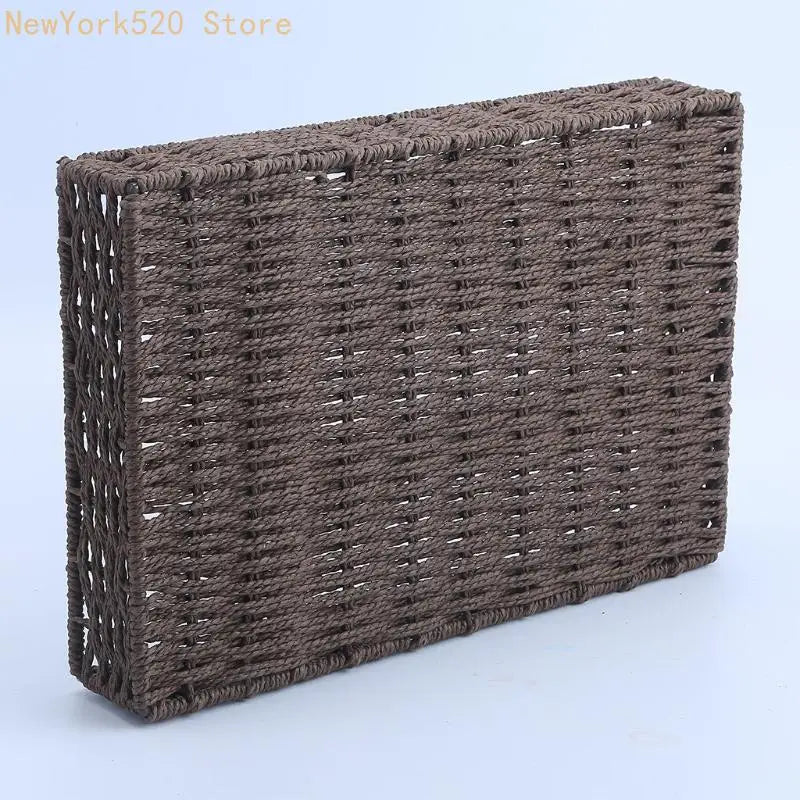 Hand-Woven Rattan Divided Storage Basket – Desk & Kitchen