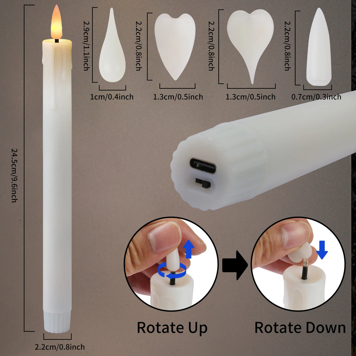 Rechargeable Flameless LED Taper Candles – Timer & Remote, 6-Pack
