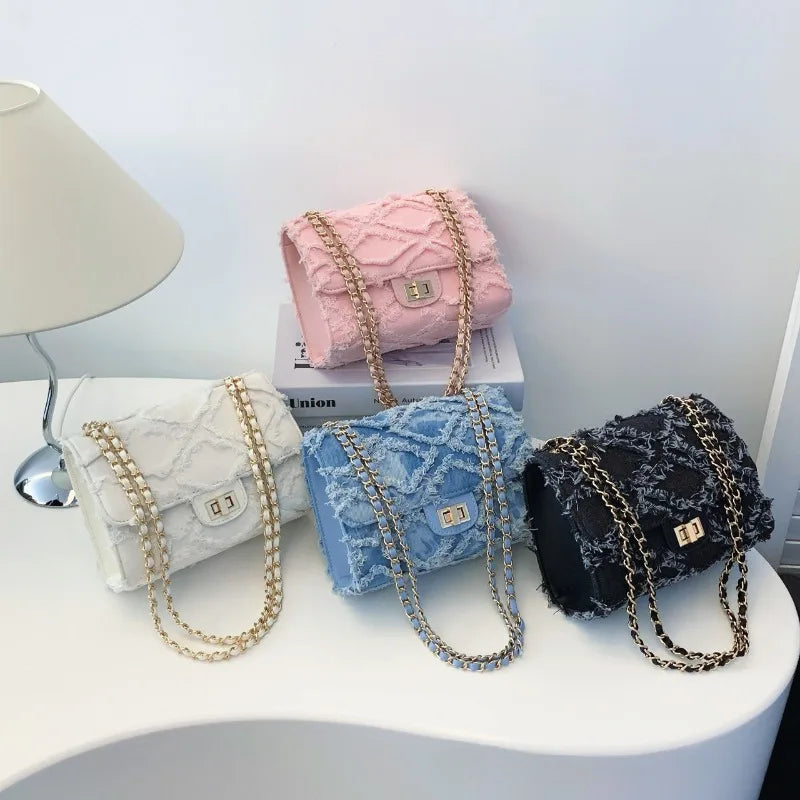 Women's Mini Crossbody Bag – Chain Strap & Lock Detail