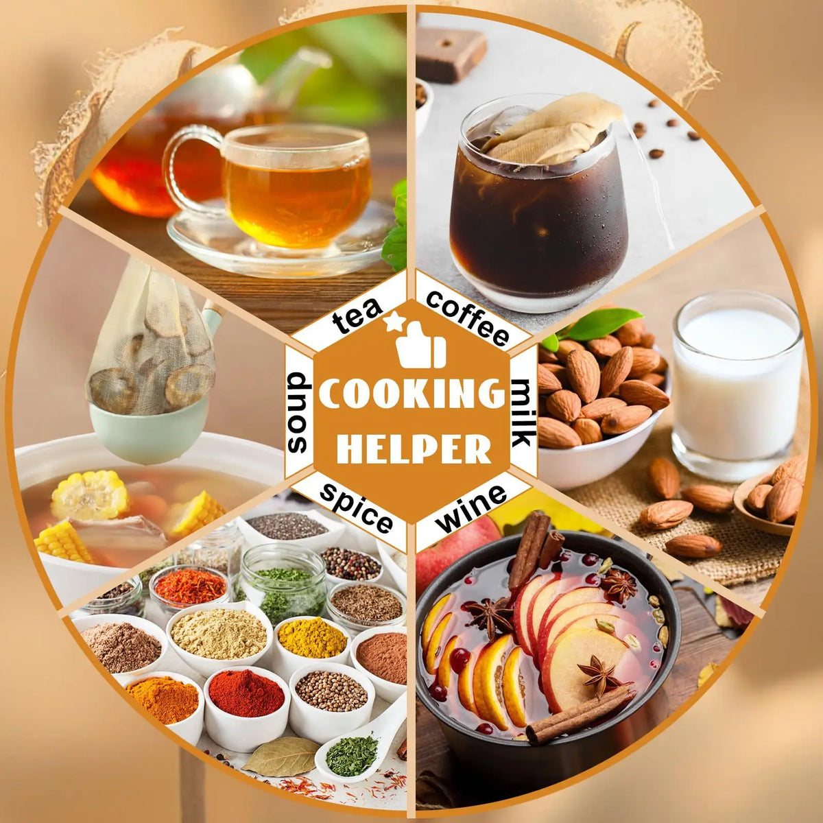 Reusable Cotton Spice & Herb Filter Bags for Cooking
