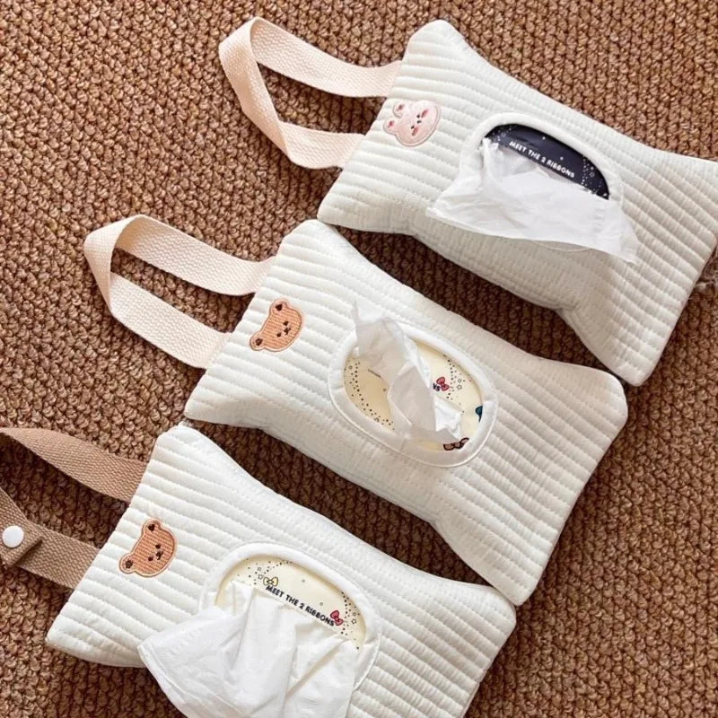 Cute Bear Car Hanging Tissue Box & Storage Bag | Flannel