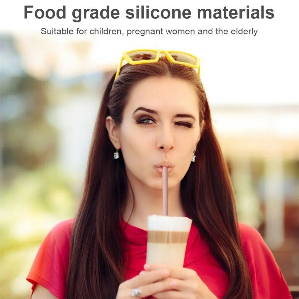Reusable Silicone Snap Straws – Openable & Easy to Clean