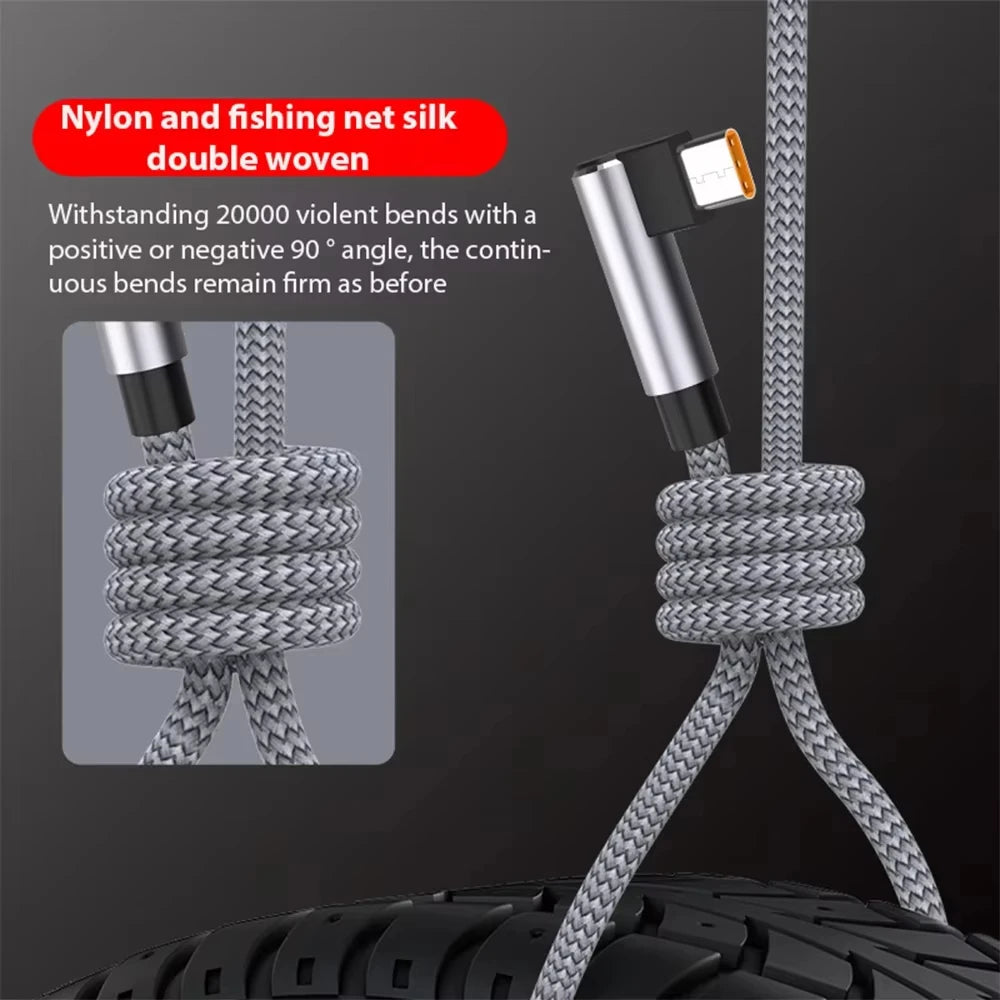 USB-C Elbow Fast Charge Cable 6A – 1m to 8m Braided Type-C
