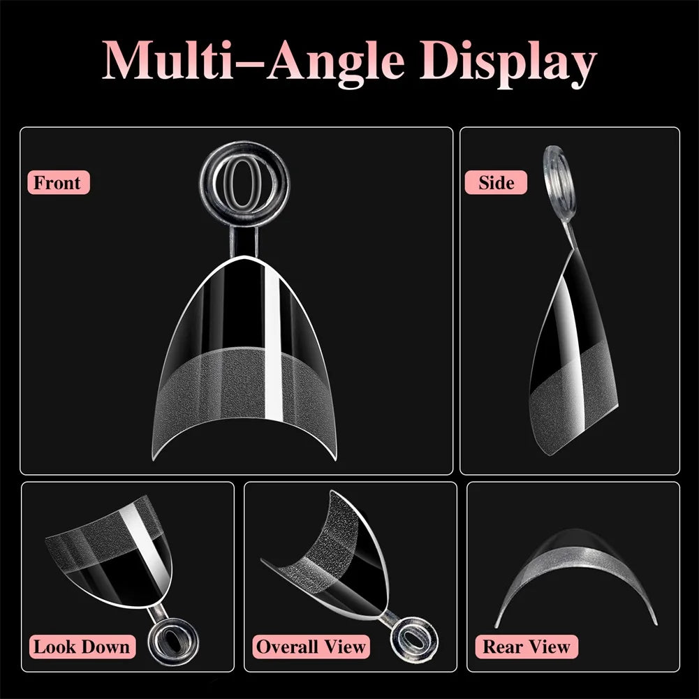 600pcs Short Soft Gel Nail Tips Pre-Etched Full Cover 12 Sizes