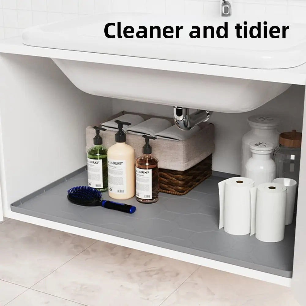 Silicone Under Sink Mat 34"×22" Waterproof Cabinet Liner
