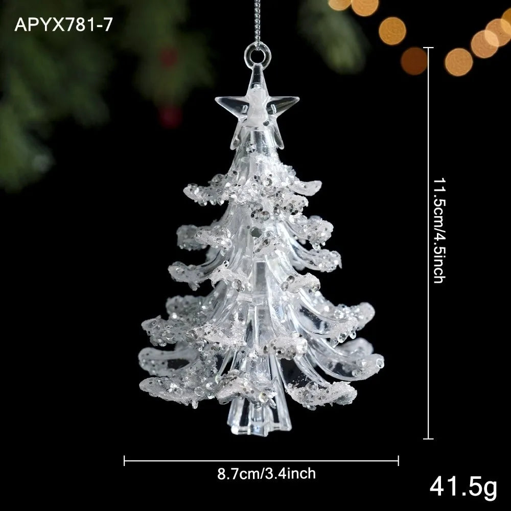 Clear Acrylic Christmas Ornaments – Glitter Faceted Deer Decor