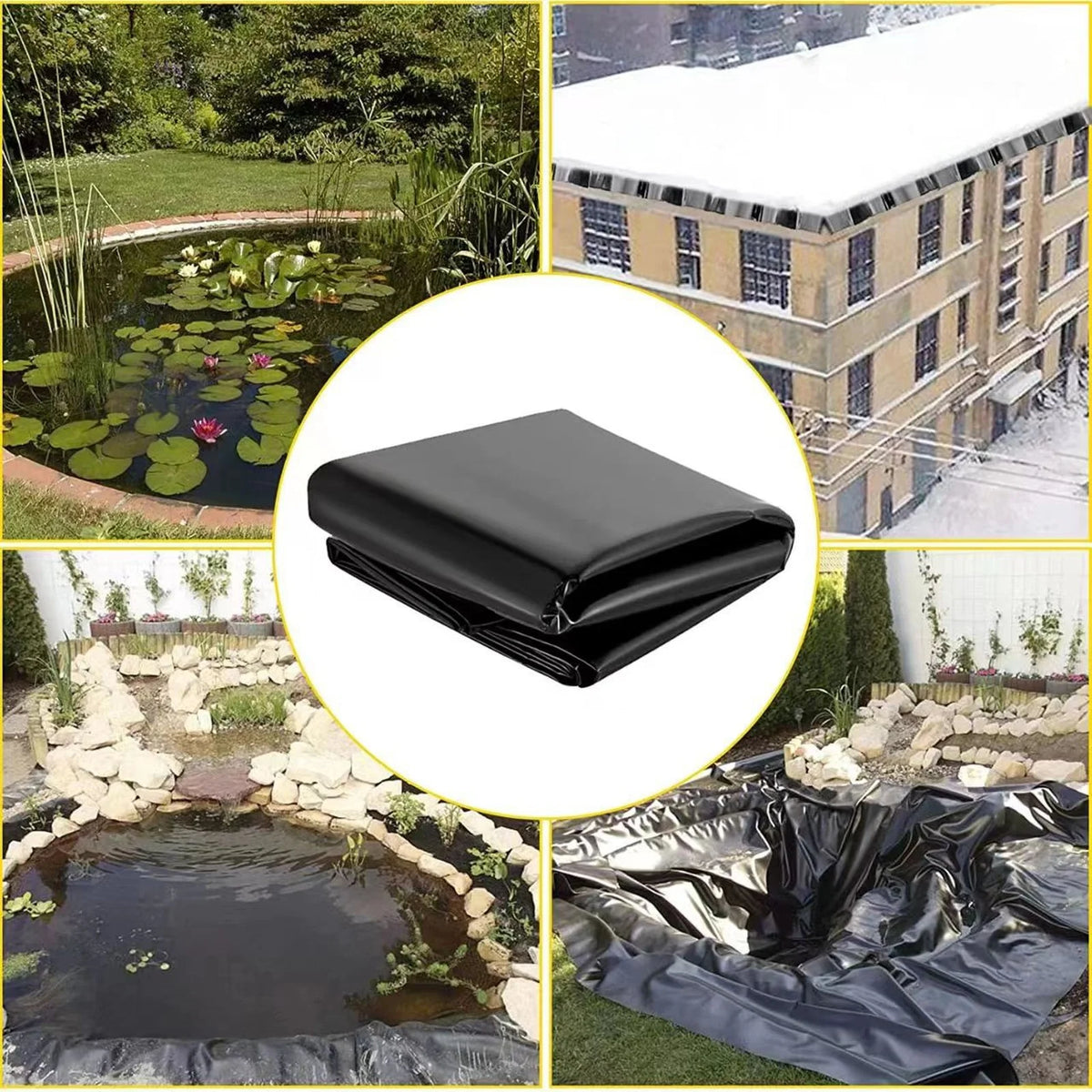 Fish Pond Liner Waterproof Geomembrane 0.2mm 1.2×2.1m Black