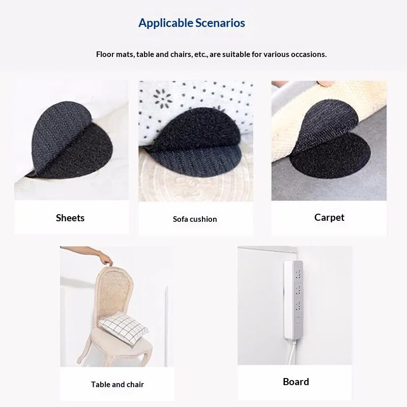 Round Hook & Loop Dot Fasteners – Non-Slip Rug & Sheet Grippers