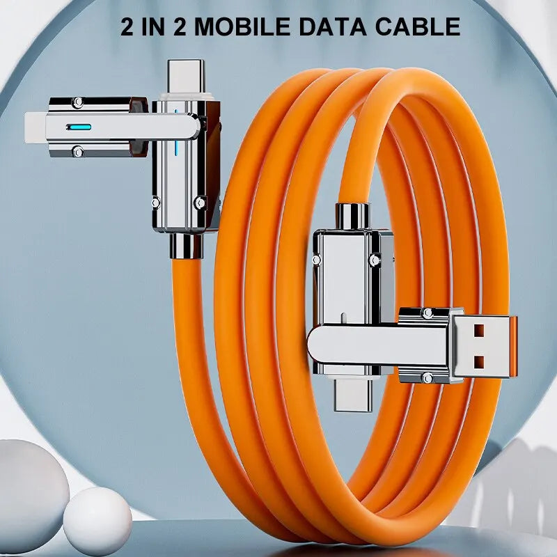 2-in-1 USB-C & Lightning Cable 66W PD Fast Charging 1M