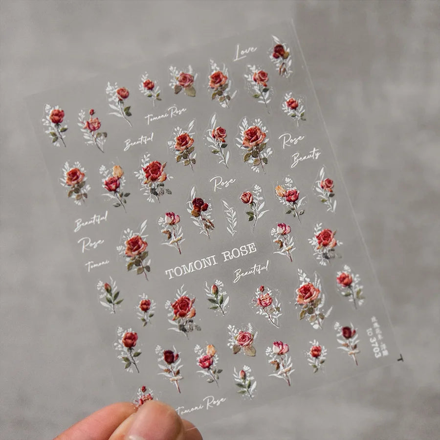 Kawaii Sakura 5D Nail Art Stickers – Pink Cherry Blossom Decals